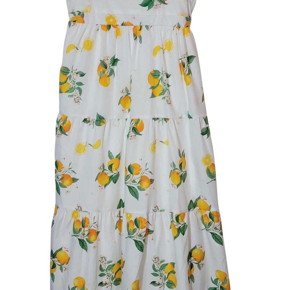 Mi Ami Francesca's Giana Orange Fruit Print White Maxi Dress Boho Chic Summer M - Picture 4 of 16